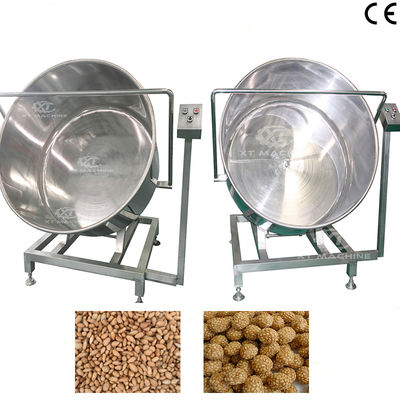 좋은 가격 SUS304 회전 코팅 장비 및 자동 리프팅 기능을 갖춘 35-40kg/batch 땅콩 배치 코팅 기계 온라인으로