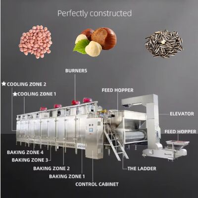 좋은 가격 무산화강 (SUS304) 에 의한 아몬드 연속 굽기 기계 PLC 제어 300 ~ 5000 kg 용량 콩나초, 시멘트, 피스타치 및 아몬드 로더 온라인으로