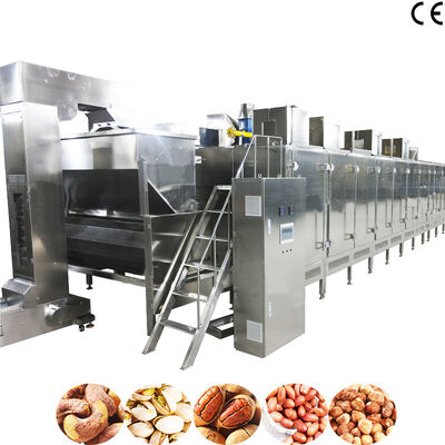 조절 가능한 온도 SS304 재질 및 1000kg/h 용량의 연속 견과류 로스팅 기계
