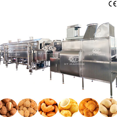 좋은 가격 견과류 가공 공장을 위한 500-1000kg/h 용량의 완전 자동 SUS304 땅콩 코팅 및 튀김 생산 라인 온라인으로