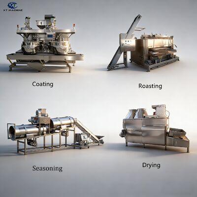 좋은 가격 500-1000kg/h SUS304 견과류 가공 라인 / 광대 콩 / 로즈 땅콩 / 코코넛 캐시우를 위한 PLC를 가진 땅콩 코팅 기계 온라인으로