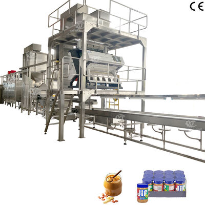 좋은 가격 완전 자동 땅콩 버터 아몬드 버터 생산 라인 PLC 제어 2000kg / h 용량 온라인으로