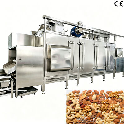 좋은 가격 연속 너트 로스팅 기계 300-500kg/h 너트 가공 공장용 PLC 제어 및 304 스테인레스 스틸 구조를 갖춘 오트밀 로스팅 기계 온라인으로