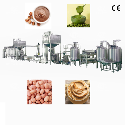 좋은 가격 SS304 500-2000kg/h 용량의 완전 자동 땅콩 버터 생산 라인 (견과류 페이스트 제조용) 온라인으로