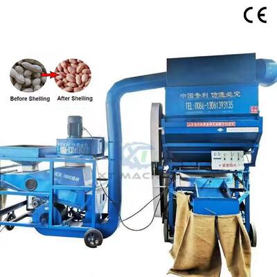 Automatic Peanut Shelling Machine 200kg/h Carbon Steel Groundnut Dehuller Agricultural Peanut Sheller With Stable Motor